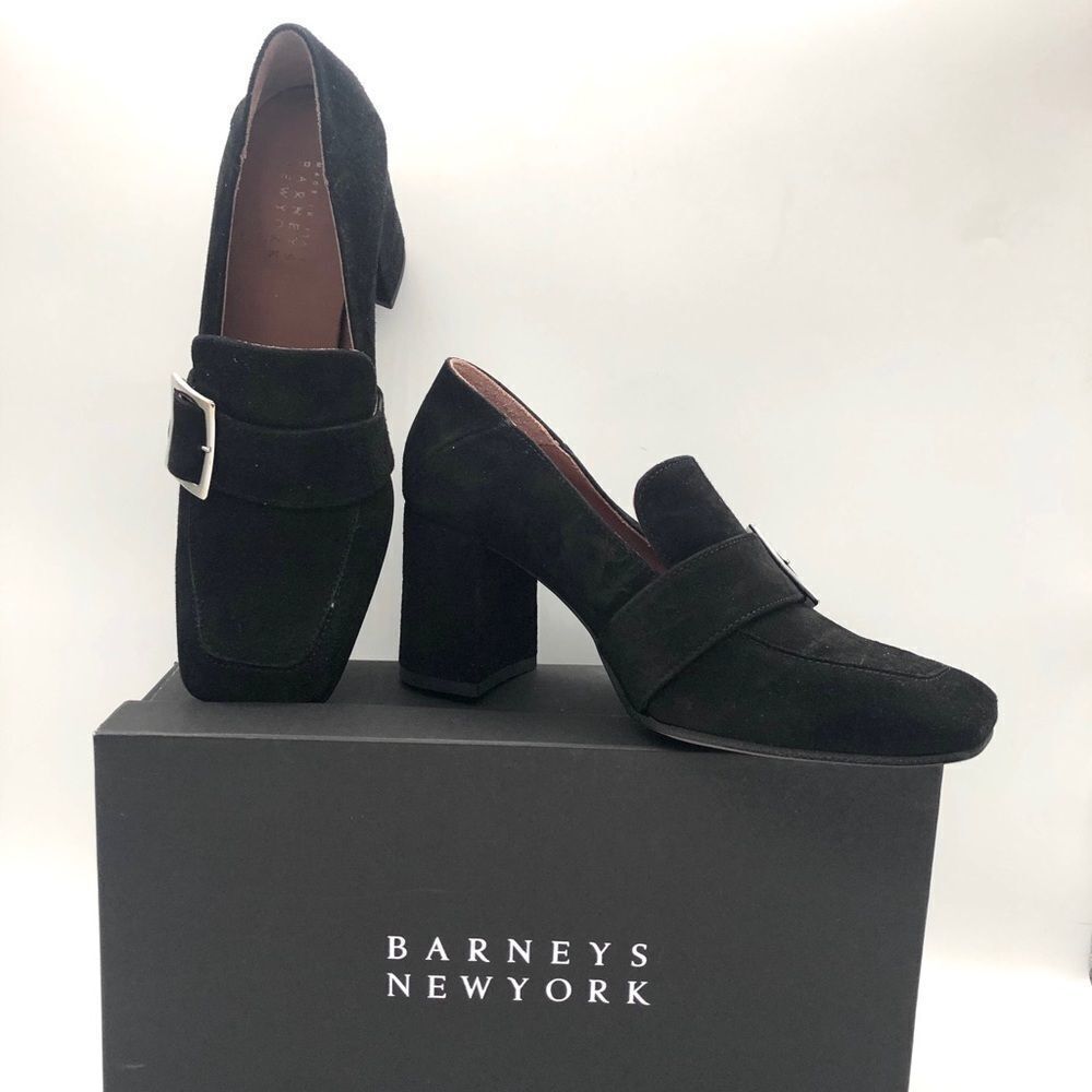 Barneys New York Black Suede w/ Buckle NWT